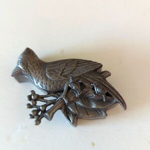 Pewter Cardinal Trinket Box (brooch and earrings)